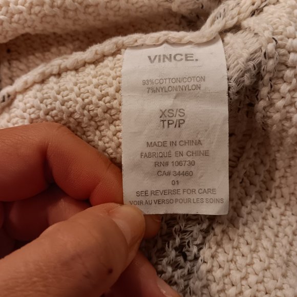Vince Speckle Stitch Popover Textured Sweater Ivory and Gray XS/S - Picture 5 of 7